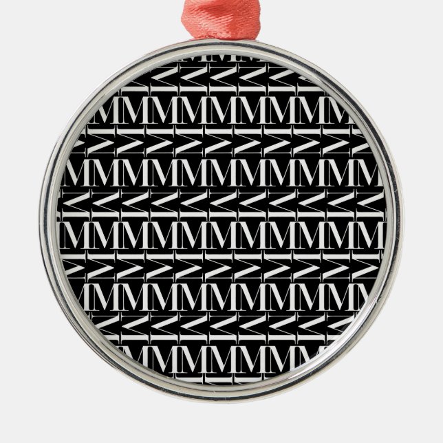Anfangsbuchstaben M Silbernes Ornament (Vorne)
