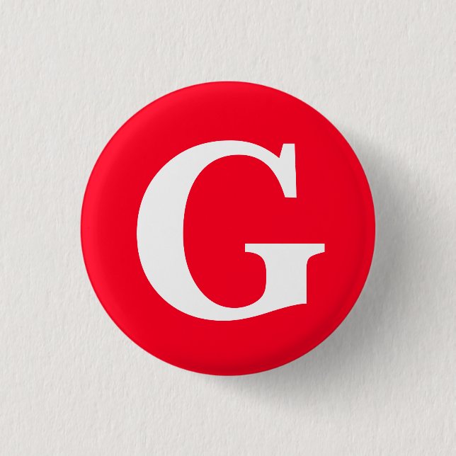 Anfangsbuchstaben Monogram Red White Schlicht Simp Button (Vorderseite)
