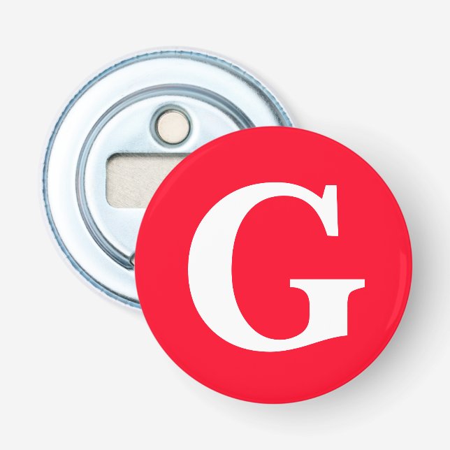 Anfangsbuchstaben Monogram Red White Schlicht Simp Flaschenöffner (Vorderseite)