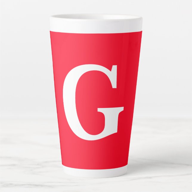 Anfangsbuchstaben Monogram Red White Schlicht Simp Milchtasse (Vorderseite)