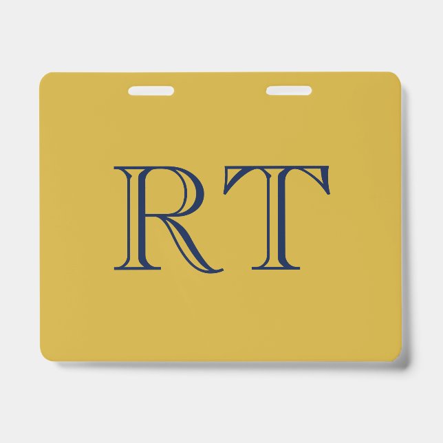Anfangsbuchstaben Monogramm Gold & Blau Schlicht E Ausweis (Vorderseite)