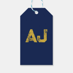Anfangsbuchstaben Monogramm Gold & Blau Schlicht E Geschenkanhänger