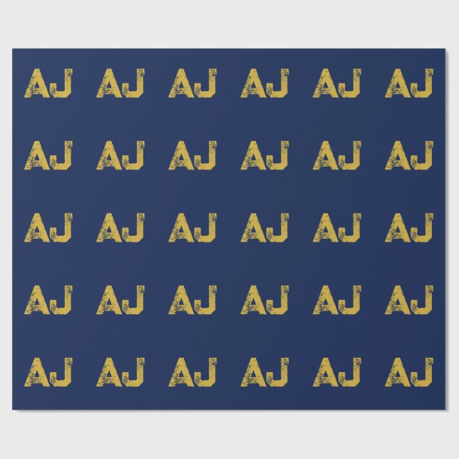 Anfangsbuchstaben Monogramm Gold & Blau Schlicht E Geschenkpapier (Flach)