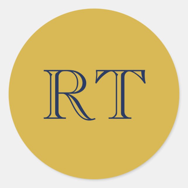 Anfangsbuchstaben Monogramm Gold & Blau Schlicht E Runder Aufkleber (Vorderseite)