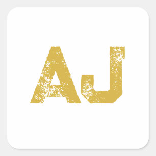 Anfangsbuchstaben Monogramm Gold Farbe Schlicht Ei Quadratischer Aufkleber