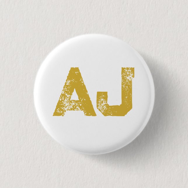 Anfangsbuchstaben Monogramm Goldfarbe Schlicht Ein Button (Vorderseite)