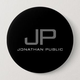 Anfangsbuchstaben Monogramm Name Schwarze Vorlage  Button