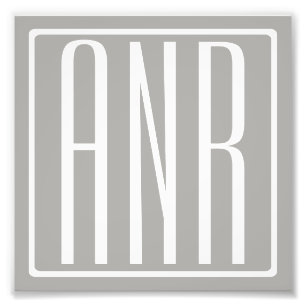 Anfangsbuchstaben Monogramm Weiß auf Hellgrau Fotodruck