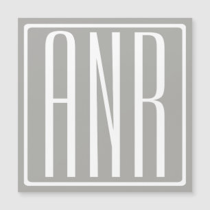 Anfangsbuchstaben Monogramm Weiß auf Hellgrau Magnetkarte