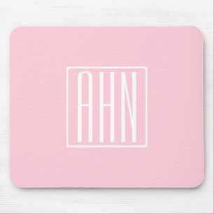 Anfangsbuchstaben Monogramm   Weiß auf Hellrosa Mousepad