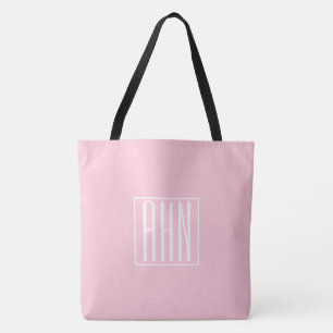 Anfangsbuchstaben Monogramm Weiß auf Hellrosa Tasche