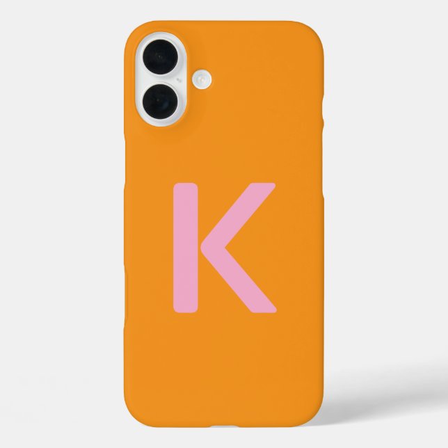Anfangsbuchstaben Orange rosa Farbe iPhone 16 Plus Hülle (Rückseite)