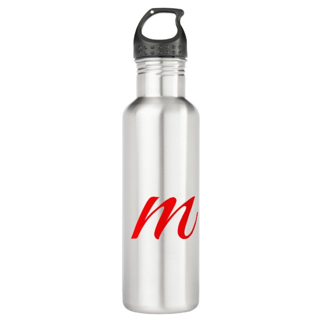 Anfangsbuchstaben rot Monogramm beruflich modern Edelstahlflasche (Vorderseite)