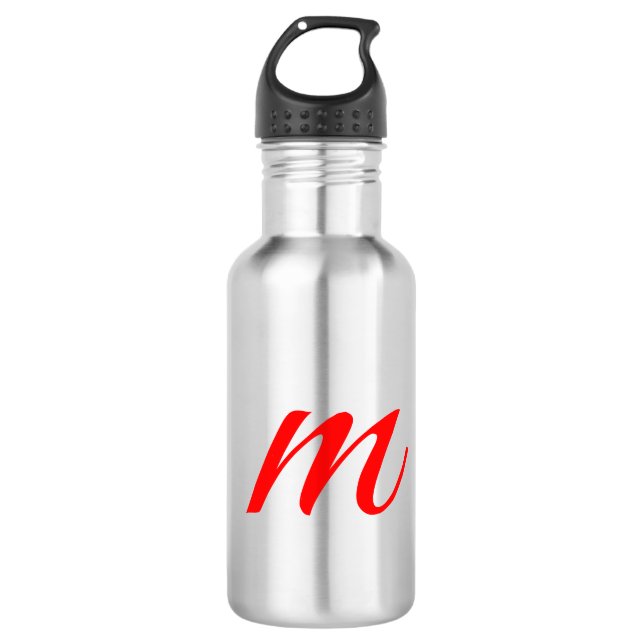 Anfangsbuchstaben rot Monogramm beruflich modern Edelstahlflasche (Vorderseite)