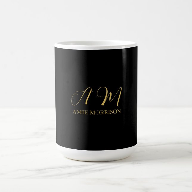 Anfangsbuchstabenname für Schwarz-Gold-Farben Mono Kaffeetasse (Mittel)