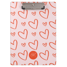 Anfangsdoodle für ein Monogramm Preppy-Herz - rosa Klemmbrett