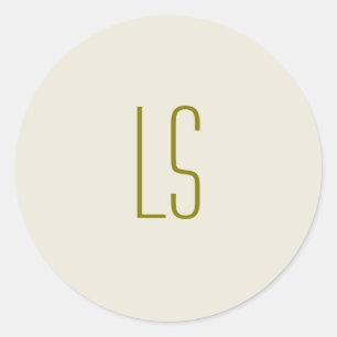 Anfangseinfaches, grünes Monogramm Runder Aufkleber