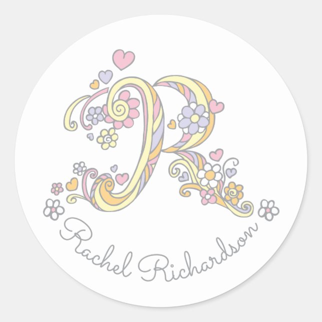 Anfangskennzeichen für R-individuelle Name Runder Aufkleber (Vorderseite)