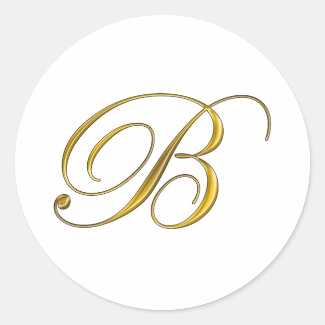 Anfangskleber für Gold Monogram, B Runder Aufkleber (Vorderseite)