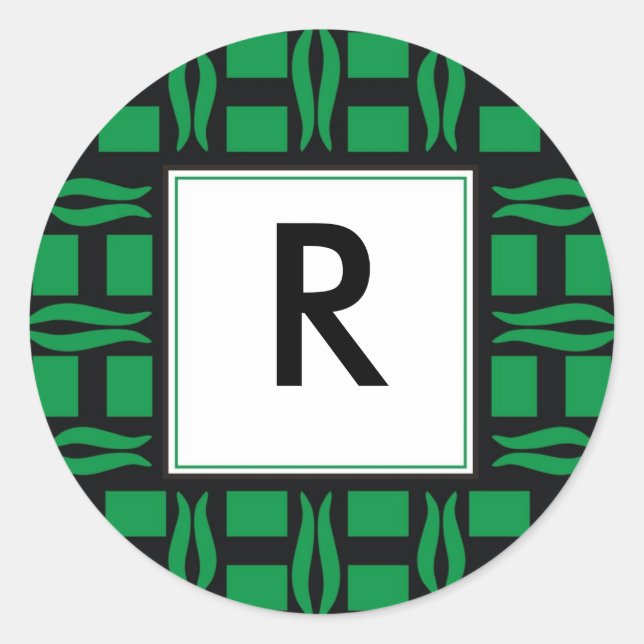 Anfangskleber für Monogramm Runder Aufkleber (Vorderseite)