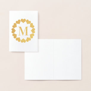 Anfangsleere für das Monogramm des Goldenen Herzen Folienkarte