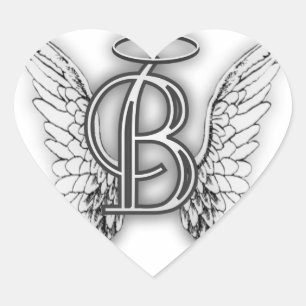 Anfangsletzterer des Engels-Alphabet-B Wings Halo Herz-Aufkleber