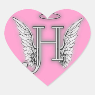 Anfangsletzterer des Engels-Alphabet-H Wings Halo Herz-Aufkleber