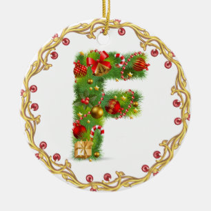 Anfangsmit Monogramm Verzierung f Weihnachts- Keramik Ornament