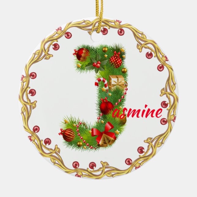 Anfangsmit Monogramm Verzierung j Keramik Ornament (Vorne)