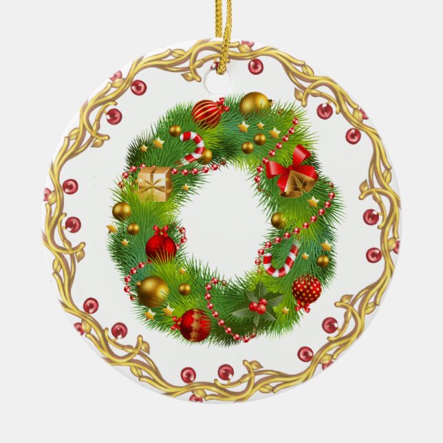 Anfangsmit Monogramm Verzierung o Weihnachts- Keramikornament (Vorne)