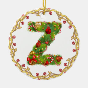 Anfangsmit Monogramm Verzierung z Weihnachts- Keramikornament