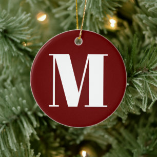 Anfangsmonogramm anpassen burgunderrot weiß keramik ornament