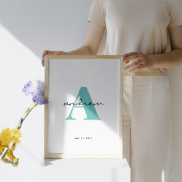 Anfangsmonogramm Babyzimmer Kinderzimmer Poster