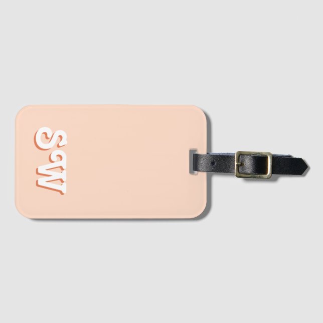 Anfangsmonogramm für Orange Retro Gepäckanhänger (Vorderseite (Horizontal))
