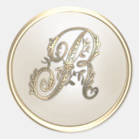 Anfangsmonogramm R für Gold und Elfenbein