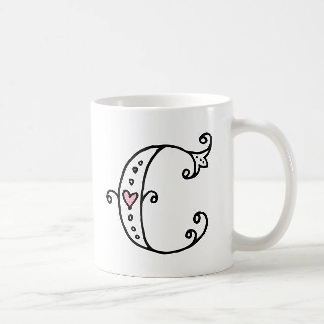 Anfangsmonogramm-Tasse - C Kaffeetasse (Rechts)