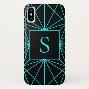 Anfangsmonogramm Türkis geometrisches Design Case-Mate iPhone Hülle
