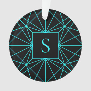 Anfangsmonogramm Türkis geometrisches Design Ornament