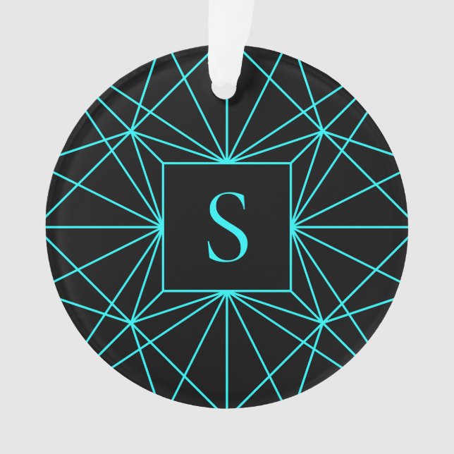 Anfangsmonogramm | Türkisfarbene Geometrie Ornament (Vorderseite)