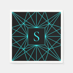 Anfangsmonogramm Türkisfarbene Geometrie Serviette