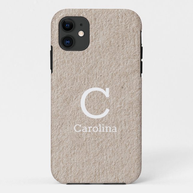 Anfangsname Beige Textur Muster Chic Elegant Case-Mate iPhone Hülle (Rückseite)