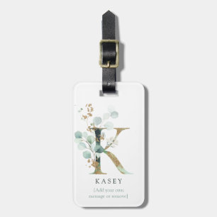 Anfangsname Botanischer Chic Gold Letter K Gepäckanhänger