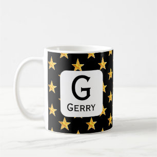 Anfangsname für Monogramm Gelbschwarz Kaffeetasse