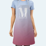 Anfangsname für Monogramm Gradient Pink Blau Schürze<br><div class="desc">Moderne Typografie rosa blaue Farbverlauf minimalistisch monogramm Anfangsname Design,  die geändert werden kann,  um personalisieren.</div>