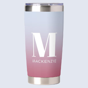 Anfangsname für Monogramm Gradient Pink Blau Thermobecher