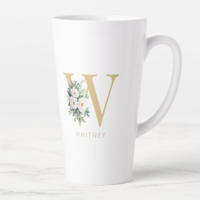 Anfangsname für Monogramm Letter Floral Milchtasse (Rechts)