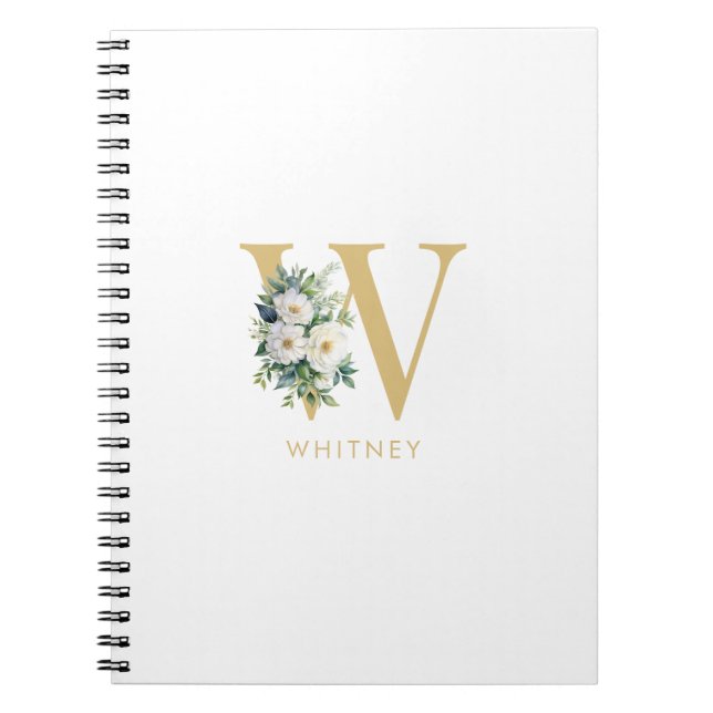 Anfangsname für Monogramm Letter Floral Notizblock (Vorderseite)