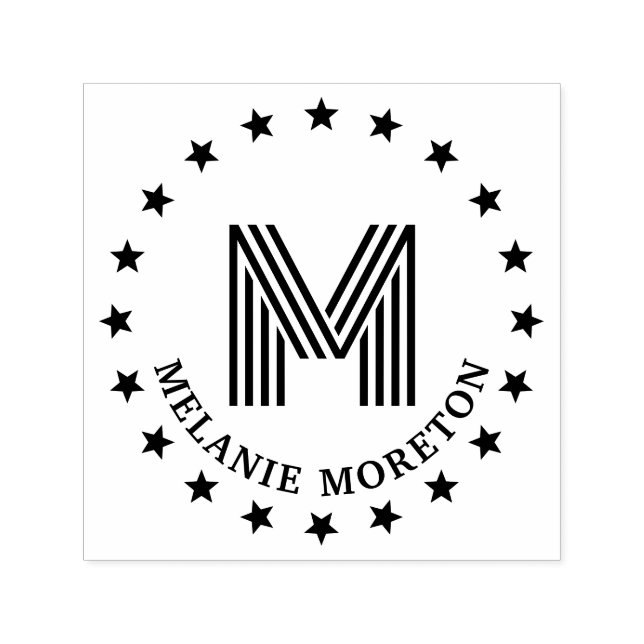 Anfangsname Monogramm für Rahmen und Streifen Permastempel (Design)