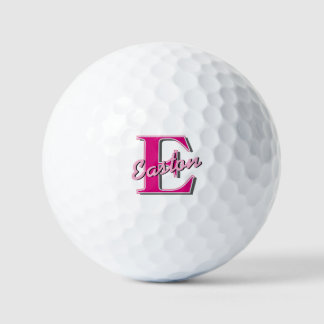 Anfangsname personalisiert Monogramm Rosa und Grau Golfball
