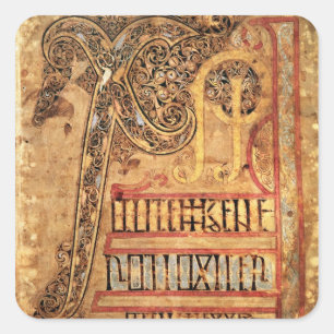 Anfangsseite von den Lichfield Evangelien, c.720 Quadratischer Aufkleber